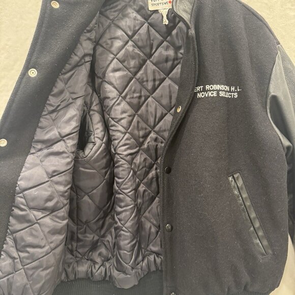 Vintage Bomber Jacket Heavy Duty Leather Knights Made In Canada Size S - Picture 6 of 12